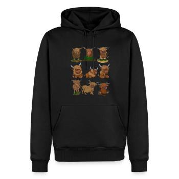 Schottisches Hochlandrind - Männer Premium Bio Hoodie - Schwarz - Vorne - Nico (187cm)