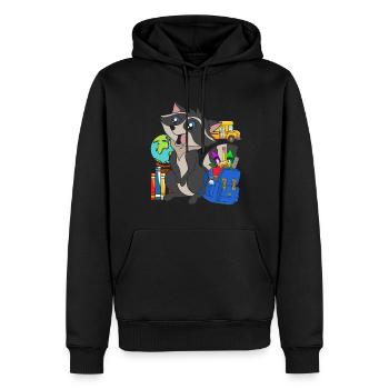 Motif d’animal scolaire Cadeau École Débutants Raton laveur - Sweat à capuche Premium bio Homme - noir - Devant - Nico (187cm)