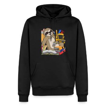 Motif d’animal scolaire Cadeau École Débutants Paresseux - Sweat à capuche Premium bio Homme - noir - Devant - Nico (187cm)