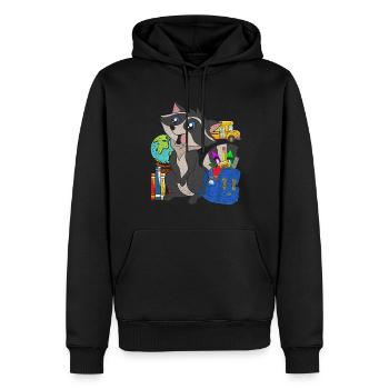 Enrolment Animal Gift Primary School Raccoon - Men’s Premium Organic Hoodie - black - Front - Nico (187cm)