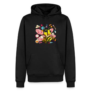 Ecole Motif Motif Cadeau Ecole Débutants Abeille - Sweat à capuche Premium bio Homme - noir - Devant - Nico (187cm)