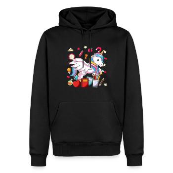 Ecole Motif Motif Ecole Ecole Débutants Licorne - Sweat à capuche Premium bio Homme - noir - Devant - Nico (187cm)