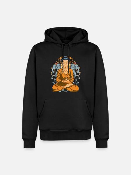 Hinduism Gift Buddhism Elephant Buddha - Men’s Premium Organic Hoodie - black