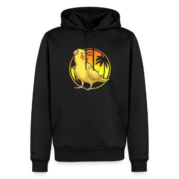 Été Coucher de soleil Oiseau Cockatiel - Sweat à capuche Premium bio Homme - noir - Devant - Nico (187cm)