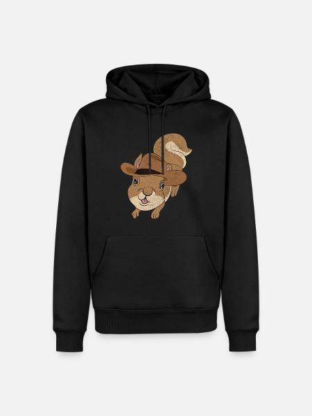 Cowboy Animal Motif Gift Squirrel - Men’s Premium Organic Hoodie - black