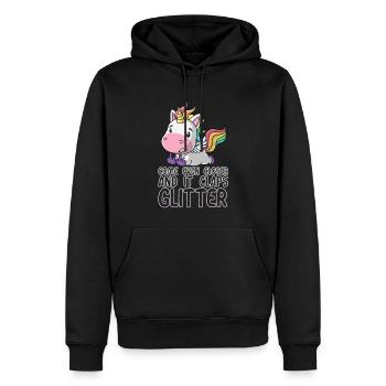 Encore plus près, il applaudit des paillettes de licorne cadeau - Sweat à capuche Premium bio Homme - noir - Devant - Nico (187cm)
