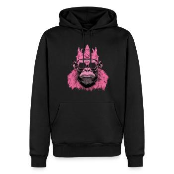 King Pinky Monkey - pinker Affe - Sweat à capuche Premium bio Homme - noir - Devant - Nico (187cm)