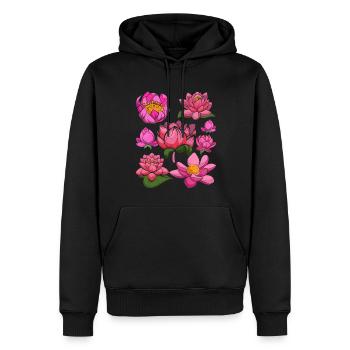 Jardin botanique Fleurs Lotus Cadeau Botanique - Sweat à capuche Premium bio Homme - noir - Devant - Nico (187cm)