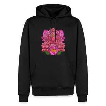 Jardin botanique en fleur de lotus Botanique - Sweat à capuche Premium bio Homme - noir - Devant - Nico (187cm)