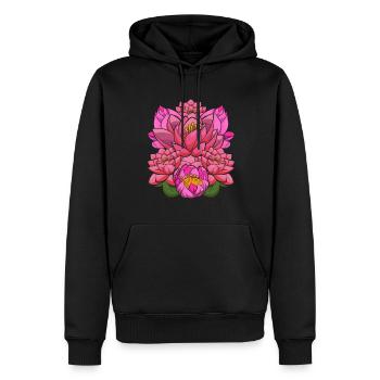Botanist Lotus Blossoms Gardener Gift Botany - Men’s Premium Organic Hoodie - black - Front - Nico (187cm)