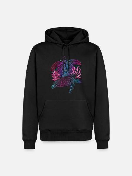 Polynésie Cadeau d’Animal de Mer Tortue Animale - Sweat à capuche Premium bio Homme - noir