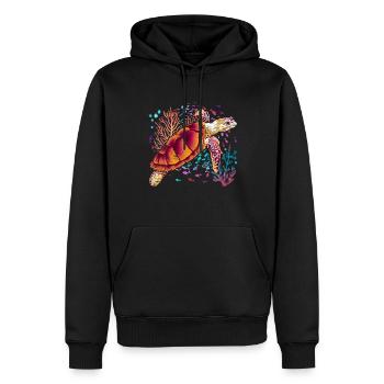 Cadeau animal de mer coloré Tortue animale - Sweat à capuche Premium bio Homme - noir - Devant - Nico (187cm)