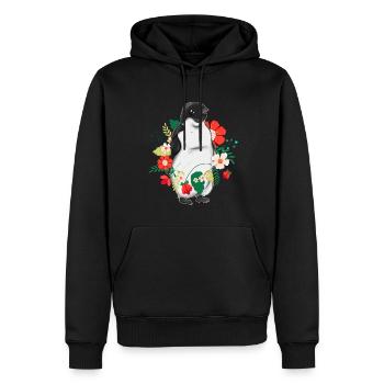 Zoo Tier Blumen Blüten Geschenk Niedliches Pinguin - Männer Premium Bio Hoodie - Schwarz - Vorne - Nico (187cm)