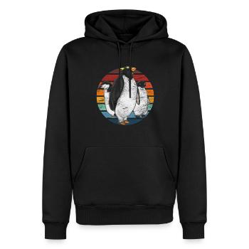 Pingouin rétro - Sweat à capuche Premium bio Homme - noir - Devant - Nico (187cm)