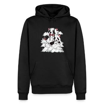 Cute Panda Bear Zoo Animal Gift Clouds Panda - Men’s Premium Organic Hoodie - black - Front - Nico (187cm)