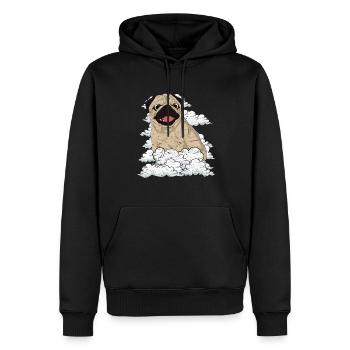 Dog Lover Dogs Pet Gift Clouds Pug - Men’s Premium Organic Hoodie - black - Front - Nico (187cm)