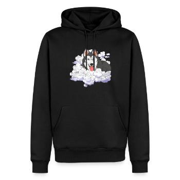 Pet Siberian Dog Gift Clouds Husky - Men’s Premium Organic Hoodie - black - Front - Nico (187cm)