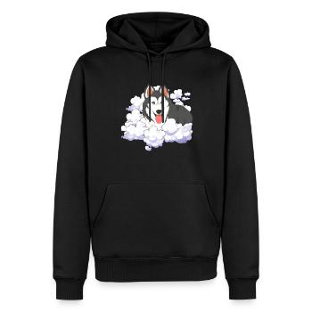 Siberian Sled Dog Gift Clouds Husky - Men’s Premium Organic Hoodie - black - Front - Nico (187cm)