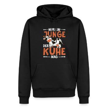 Nur ein Junge der Kühe mag Bauernhof Tier Kuh - Männer Premium Bio Hoodie - Schwarz - Vorne - Nico (187cm)