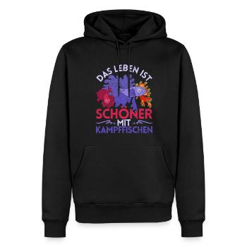 Das Leben ist schöner mit Kampffischen Lustiges - Männer Premium Bio Hoodie - Schwarz - Vorne - Nico (187cm)