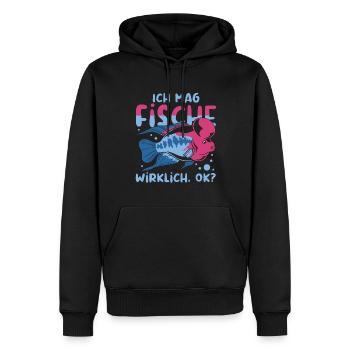 Fischen Angler Fischzucht Geschenk Lustiges Fisch - Männer Premium Bio Hoodie - Schwarz - Vorne - Nico (187cm)