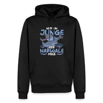 Nur ein Junge der Narwale mag Ozean Tier Narwal - Männer Premium Bio Hoodie - Schwarz - Vorne - Nico (187cm)