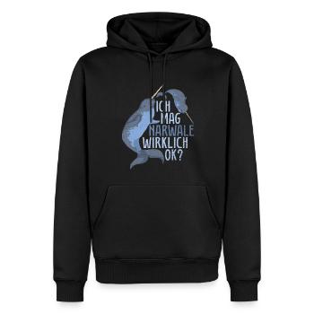 Ich mag Narwale wirklich ok Ozean Tier Narwal - Männer Premium Bio Hoodie - Schwarz - Vorne - Nico (187cm)