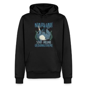 Narwale sind meine Lieblingstiere Ozean Narwal - Männer Premium Bio Hoodie - Schwarz - Vorne - Nico (187cm)