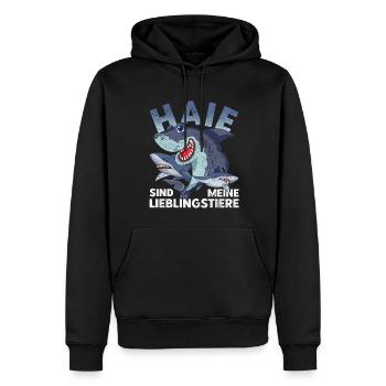 Ozean Haie sind meine Lieblingstiere Lustiges Hai - Männer Premium Bio Hoodie - Schwarz - Vorne - Nico (187cm)