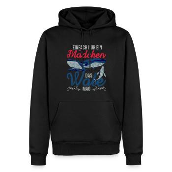 Einfach nur ein Mädchen das Wale mag Tier Wal - Männer Premium Bio Hoodie - Schwarz - Vorne - Nico (187cm)