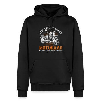 Ein Leben ohne Motorrad ist möglich aber sinnlos - Männer Premium Bio Hoodie - Schwarz - Vorne - Nico (187cm)