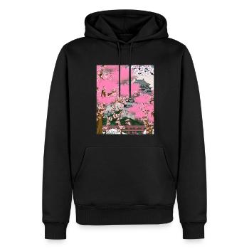 Japon Cadeau de fleur de cerisier japonais Sakura - Sweat à capuche Premium bio Homme - noir - Devant - Nico (187cm)