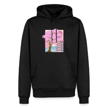 Japon Esthétique Sakura Tree Cadeau Fleur de Cerisier - Sweat à capuche Premium bio Homme - noir - Devant - Nico (187cm)