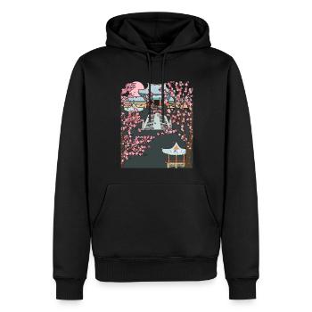 Japon Esthétique Fleur de Cerisier Cadeau Sakura - Sweat à capuche Premium bio Homme - noir - Devant - Nico (187cm)