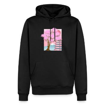 Cerisier en fleurs Japon Esthétique Cadeau Sakura - Sweat à capuche Premium bio Homme - noir - Devant - Nico (187cm)