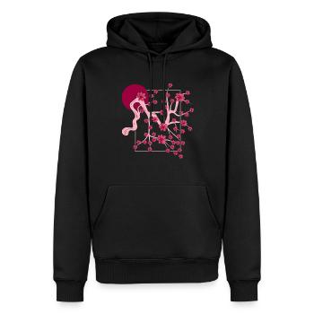 Fleur de cerisier du Japon Cadeau Lune Japonaise Sakura - Sweat à capuche Premium bio Homme - noir - Devant - Nico (187cm)