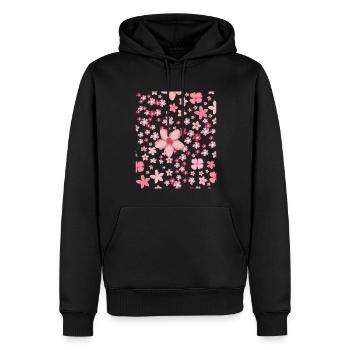 Cherry Blossom Pattern Gift Japanese Sakura - Men’s Premium Organic Hoodie - black - Front - Nico (187cm)