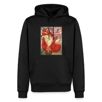 Cherry Blossom Forest Animal Sakura Gift Fox - Men’s Premium Organic Hoodie - black - Front - Nico (187cm)