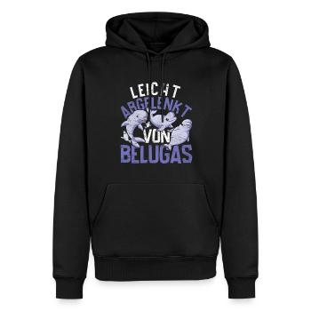 Beluga Wal Ozean Tier Leicht abgelenkt von Belugas - Männer Premium Bio Hoodie - Schwarz - Vorne - Nico (187cm)