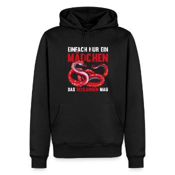 Einfach nur ein Mädchen das Schlangen mag Schlange - Männer Premium Bio Hoodie - Schwarz - Vorne - Nico (187cm)