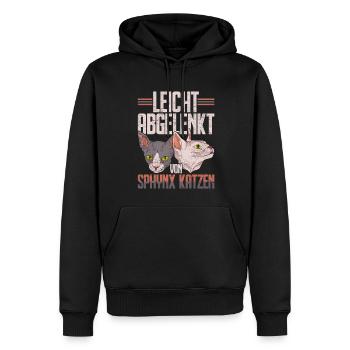 Nacktkatze Leicht abgelenkt von Sphynx Katzen - Männer Premium Bio Hoodie - Schwarz - Vorne - Nico (187cm)