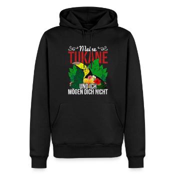 Meine Tukane und ich mögen dich nicht Vogel Tukan - Männer Premium Bio Hoodie - Schwarz - Vorne - Nico (187cm)
