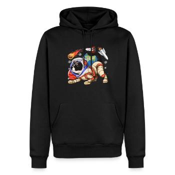 Frenchie Hunde Geschenk Astronaut Bulldogge - Männer Premium Bio Hoodie - Schwarz - Vorne - Nico (187cm)