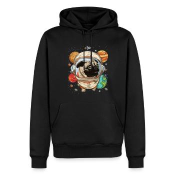 Galaxy Astronaut Dogs Gift Space Pug - Men’s Premium Organic Hoodie - black - Front - Nico (187cm)