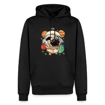 Universe Dogs Gift Space Astronaut Pug - Men’s Premium Organic Hoodie - black - Front - Nico (187cm)