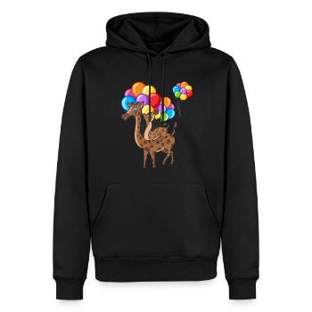 Afrika Tier Geschenk Niedliches Ballon Giraffe - Männer Premium Bio Hoodie - Schwarz - Vorne - Nico (187cm)