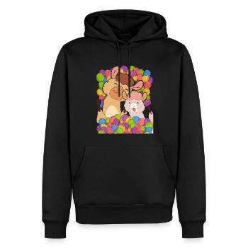 Zoo Tier Lama Geschenk Niedliches Ballon Alpaka - Männer Premium Bio Hoodie - Schwarz - Vorne - Nico (187cm)