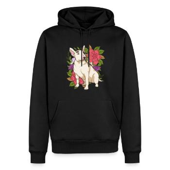Hundeliebhaber Geschenk Blumen Hunde Bull Terrier - Männer Premium Bio Hoodie - Schwarz - Vorne - Nico (187cm)