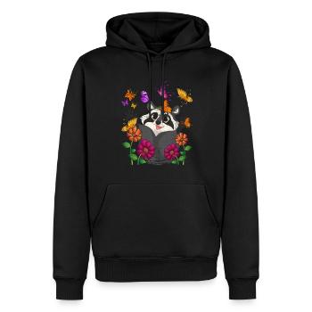 Wald Tier Geschenk Süßes Schmetterling Waschbär - Männer Premium Bio Hoodie - Schwarz - Vorne - Nico (187cm)