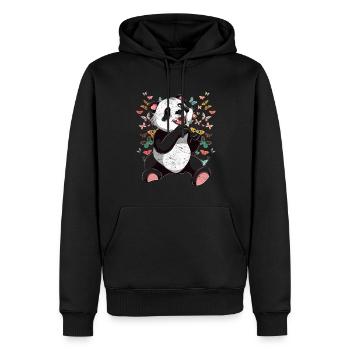 Panda Bär Zoo Tier Geschenk Schmetterling Panda - Männer Premium Bio Hoodie - Schwarz - Vorne - Nico (187cm)
